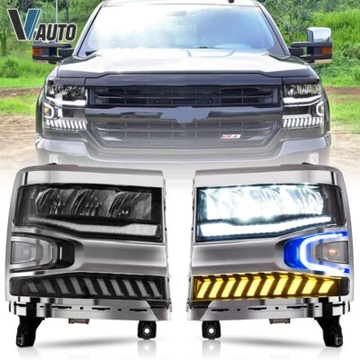 VLAND Reflector LED Headlights For 2016-2018 Chevrolet Silverado 1500 Left+Right - Image 1 of 4