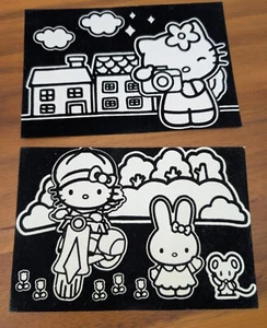 2 Vintage Sanrio HELLO KITTY Post Card Japanese Rare Felt - Picture 1 of 4