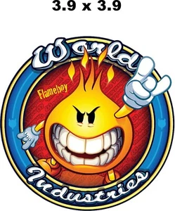 Vintage WORLD INDUSTRIES FLAMER SKATEBOARDS DECAL 3.9" X 3.9" LAMINATED - Picture 1 of 2