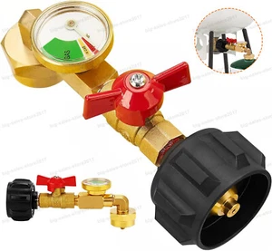 Propane Refill Adapter with Valve and Gauge Fill 1 Lb Bottles From 5-40 Lb Tank - Picture 1 of 8