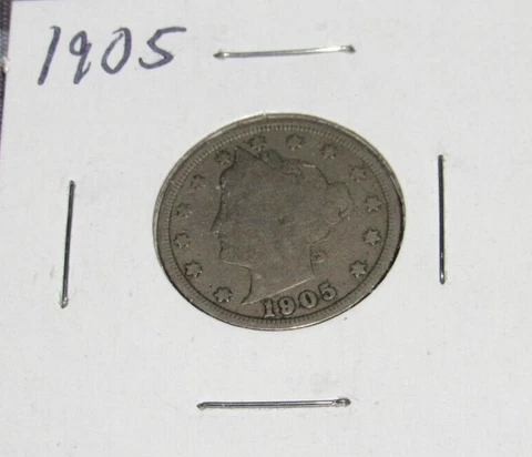 Pre-WWI War Era 1905 With Cents Liberty V Nickel , 5 cent coin Cover