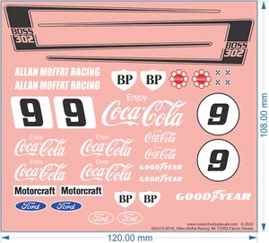 'Allan Moffat Racing' #9 FORD Falcon Decals - 1/18 1/25 1/32 - Water Decals - Picture 1 of 4