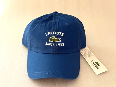 Sombrero/Gorra Lacoste 1933 Azul Algodón Correa Trasera Ajustable con Etiquetas Foto 1 de 4