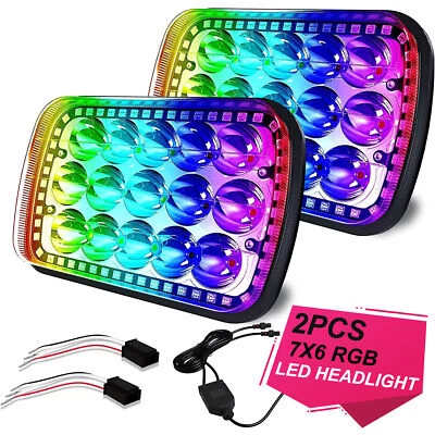 Par de faros LED RGB 7x6" cambio de color halo haz sellado H6054 bombilla Foto 1 de 4