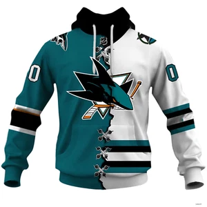 San Jose Sharks Personalized Name - Number Hoodie Pullover Hooded Xmas Gift - Picture 1 of 3
