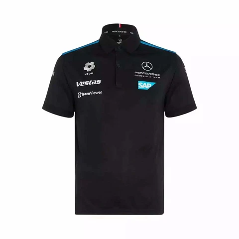 Mercedes Benz EQ Formula E S8 Men's Team Polo Shirt - Black-White Cover