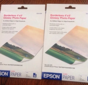 Epson S041458 Borderless Photo Paper (4x6, 20 Sheets) Lot of 2 packs - Picture 1 of 2