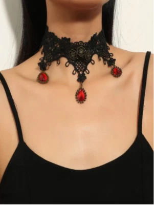Gargantilla gótica collar, gargantilla de encaje, gargantilla de Halloween, collar de Halloween Foto 1 de 3