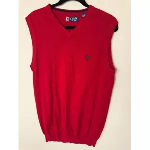Chaps Red V-Neck Sweater Vest Classic Golf Business Casual Menswear M - Picture 1 of 5
