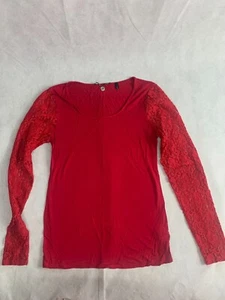 BKE Boutique Women's Red Sweater S Small Mesh Sleeves Red - Picture 1 of 4