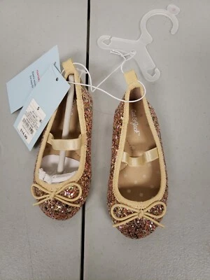 Pisos de ballet Cat & Jack para niñas pequeñas Lily Glitter espuma viscoelástica dorada TALLA 5 NUEVOS CON ETIQUETAS Foto 1 de 4