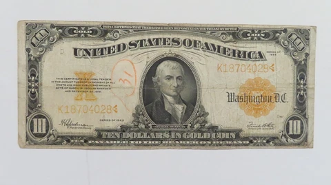 1922 $10 Gold Certificate Cover