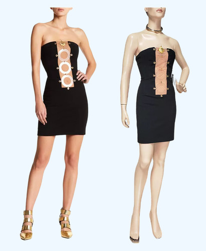 Versus Versace+ Anthony Vaccarello abito nero con plexiglass impreziosito 40 4