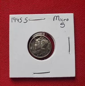 1945-S Stati Uniti Mercury Silver Dime Micro S toned - Foto 1 di 6