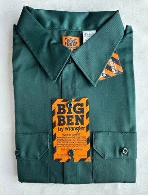 Vtg Big Ben Wrangler Work Shirt ~ Dark Green Mens Size XXL ~ Long Sleeves ~ NOS - Image 1 of 3