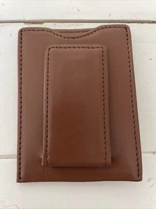 NEW BROWN MENS LEATHER MAGNETIC MONEY CLIP Bifold Wallet Front Pocket *Free Ship - Picture 1 of 6