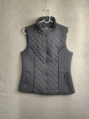 Jaqueta feminina New York Company cinza média mistura de náilon bolsos com zíper colete acolchoado - Imagem 1 de 4