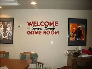 Welcome GAME ROOM with your family name wall sign vinyl decal wall PERSONALIZED - Picture 1 of 4