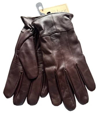 Guantes para hombre talla L grandes de cuero genuino marrón suave forrados de lana para conducir invierno Foto 1 de 4