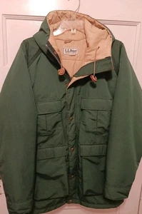 Vintage LL Bean Men's Size Medium Green Hooded Zip Front Jacket Parka USA  - Bild 1 von 9