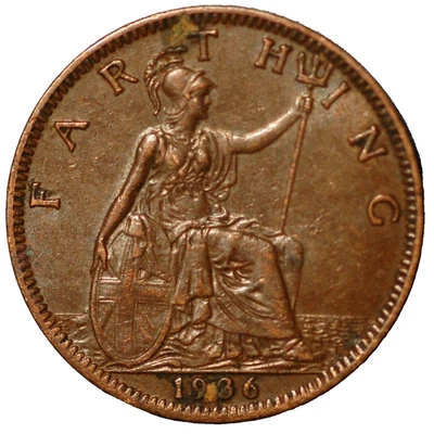 Great Britain Farthing 1936 George V KM# 825 - Image 1 of 2