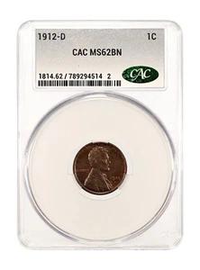 1912-D Lincoln Cent MS62 CAC  EXCELLENT LUSTER, FROM STEVE IVY FLIPS - Picture 1 of 4