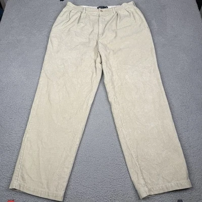 VTG Polo Ralph Lauren Andrew Pants Mens 35x32 Beige Corduroy Pleated Classic Fit - Image 1 of 4