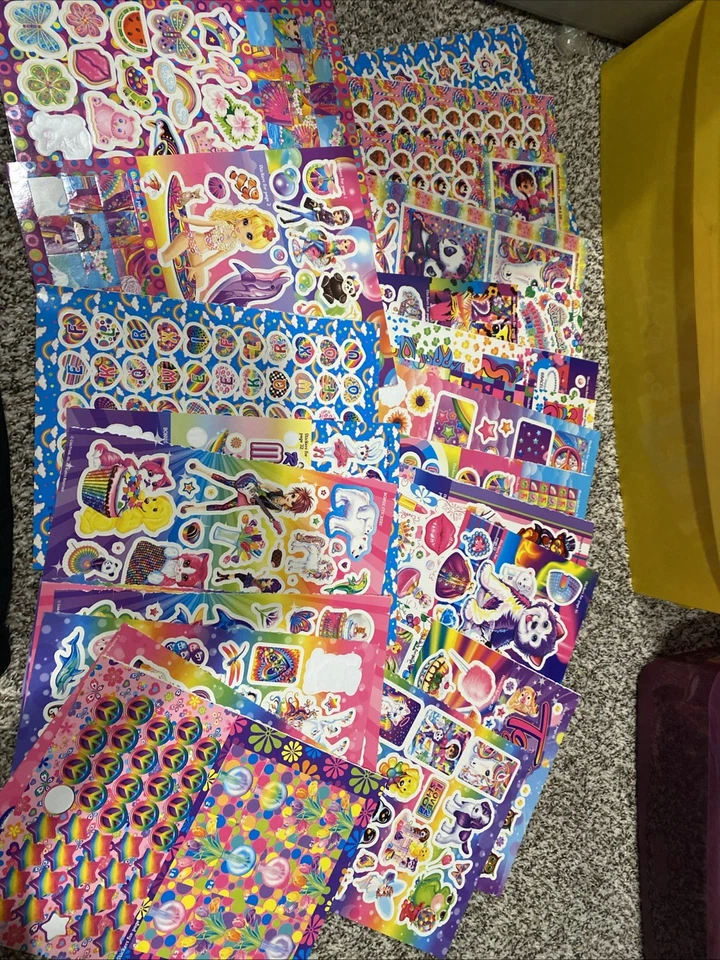 Lote de folhas adesivas grandes vintage 2012 Lisa Frank do livro - Imagem 1 de 4