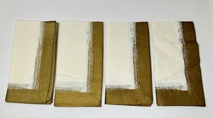 Villeroy and Boch Metallic Brushstroke Napkins (Set of 4) ivory/gold 21" x 21" - Picture 1 of 12