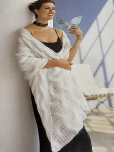 Cabled Rib Shawl Knitting Pattern Book Pages - Picture 1 of 4