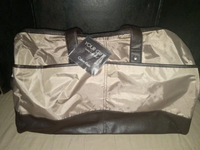 Calvin Klein Men's Beige & Black Duffel Travel Gym Weekender Bag NWT 8WO1O92MO - Image 1 of 4