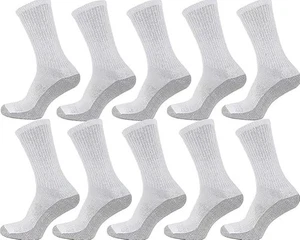 10 Paar strapazierfähige Arbeitssocken baumwollverstärkte Ferse & Zehenreiche Crew-Socken für Herren - Bild 1 von 13