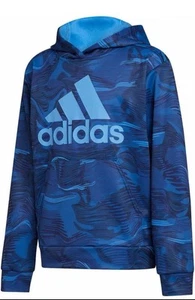 Adidas - Navy Blue Youth Camo Print Hooded Pullover w/ Kangaroo Pocket - L - Picture 1 of 6