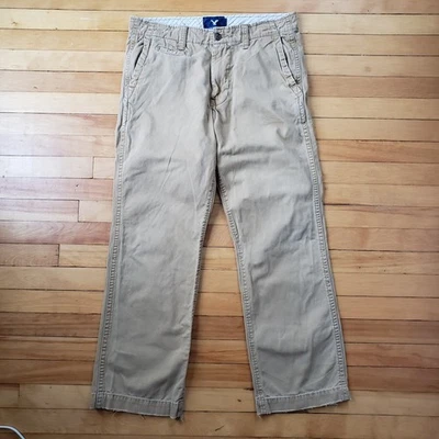American Eagle 卡其色裤子男式 34x30 直标志破损区域 — 第 1/4 张图片