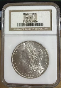 1896 MORGAN SILBER DOLLAR NGC BEWERTET MS-64 - Bild 1 von 4