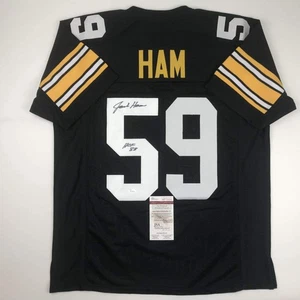 Autographed/Signed Jack Ham HOF 88 Pittsburgh Black Football Jersey JSA COA - Picture 1 of 4