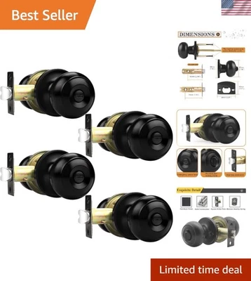 Manijas de puerta de privacidad contemporáneas de acero inoxidable, acabado negro mate, paquete de 4 Foto 1 de 4