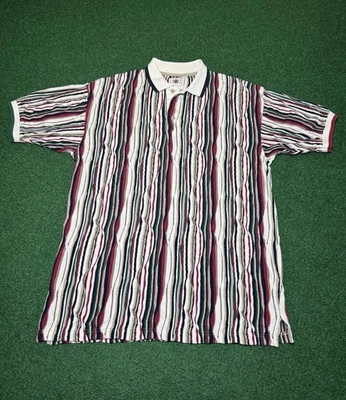 Camisa Polo Vintage Estilo Coogi Rayas Texturizada Tejida Hip Hop Retro Años 90 Grande   Foto 1 de 4