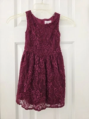 Children's Place Girls Size 4 Burgundy Maroon Sparkle Lace Holiday Dress - Image 1 of 4