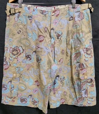 Pantalones Cortos Artful Dodger Para Hombres 36 Carga Sueltos Y2K Bolsillos Hebilla Estampado Años 2000 Tostado Usado en Excelente Condición Foto 1 de 4
