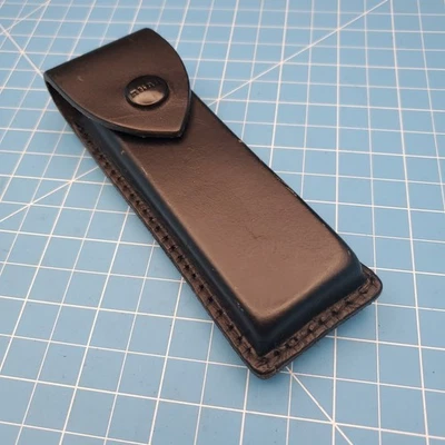 Cuchillo de hoja plegable AKAH de colección funda Mag bolsa estuche de cinturón de cuero negro 5,75x5 Foto 1 de 4