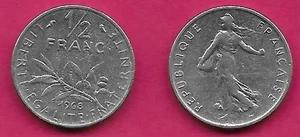 FRANKREICH 1/2 FRANC 1968 VZ,FÜNFTE REPUBLIK,DER SÄMANN,DESIGNED BY OSCAR ROTY IN - Bild 1 von 1