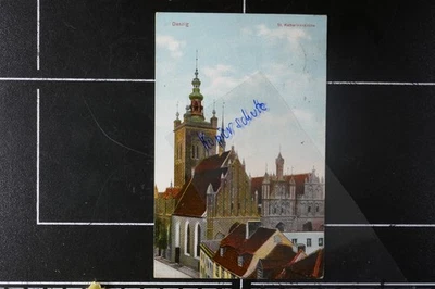 AK Danzig Langfuhr Gdansk Pommern 1927 Stadtpost 10 Pf Katharinenkirche Häuser - Bild 1 von 2
