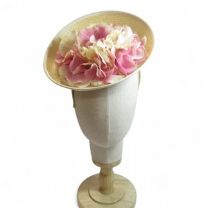 London Couture Jane Taylor Occasion Hat Pink Ivory Band Fascinator Preloved - Picture 1 of 24