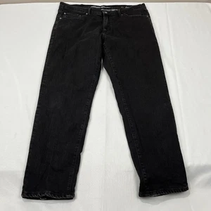 Eddie Bauer Jeans Mens 38x32 Black Denim Flannel Lined - Picture 1 of 10