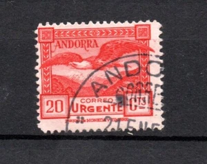 Andorra (España) 1929 sello de correo aéreo antiguo (Michel 27 A) bonito usado - Imagen 1 de 2