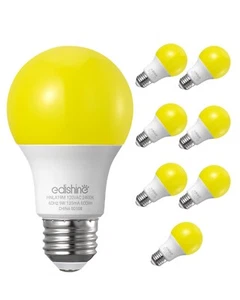 EDISHINE 8 Pack LED Bug Repelling 2400K Bulb 9W/60W Outdoor Bug Light Bulbs E26 - Picture 1 of 9