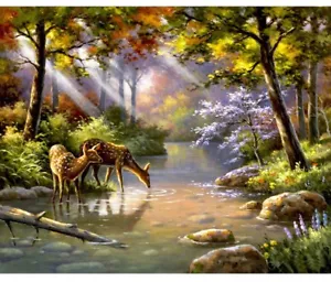 Deer Landscape Paint By Number Kit For Adult DIY Painting 40CMx50CM Canvas - Picture 1 of 8