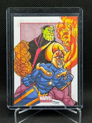 Tarjeta de boceto 2014 Marvel Universe Series 2 SketchaFEX Mark Tannacore Nova 1/1 Foto 1 de 2