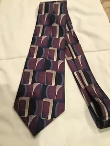 T.K.S. for Nordstrom Tie Purple & Gold Geometric Silk 57” x 4 UEC - Picture 1 of 4